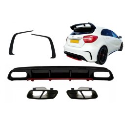Difuzor bara spate Mercedes A-Class W176 Facelift A45 Design cu ornamente negre