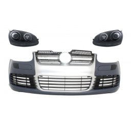 Bara fata R32 cu faruri pentru VW Golf 5 si Jetta, Aluminiu Look