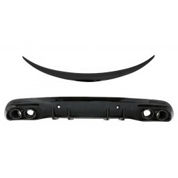 Difuzor cu ornamente evacuare si eleron portbagaj Mercedes C-Class W205 AMG Sport
