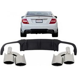 Difuzor bara spate cu ornamente evacuare Mercedes C-Class W204 AMG Sport