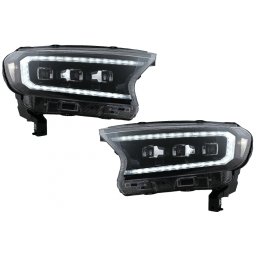 Faruri LED negre Ford Ranger Raptor 2015-2020 LHD cu semnal dinamic