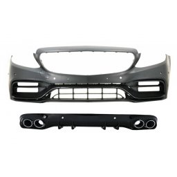 Bara fata C63 Design cu difuzor si ornamente evacuare Mercedes C-Class A205 C205 2014-2019