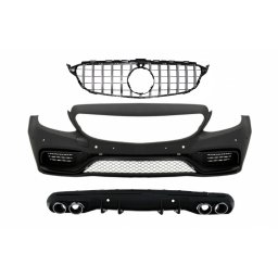 Bara fata Mercedes C-Class W205 S205 C63 Design cu grila crom si difuzor
