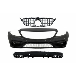 Kit bara fata C63 cu grila crom si difuzor Mercedes C-Class W205 S205