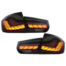 Stopuri OLED BMW Seria 3 F30/F35/F80 rosu fumuriu M4 cu semnal dinamic