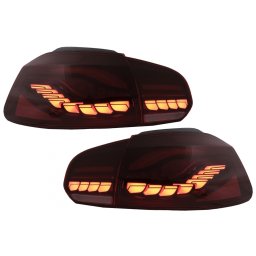 Stopuri Full LED pentru VW Golf 6 VI 2008-2013, rosu fumuriu, semnal dinamic