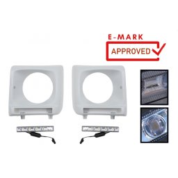 Carcase faruri cu LED DRL Mercedes G-Class W463 2002-2018, design G65, crom