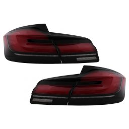 Stopuri LED BMW Seria 5 F10/F11/F07 2011-2017 rosu-negru, semnal dinamic