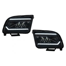 Faruri Full LED negre pentru Ford Mustang V 2005-2009 cu semnal dinamic