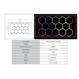 Sistem iluminare plafon hexagonal RGB 4.84 x 2.43 m pentru garaj si showroom