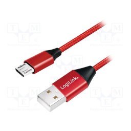 Cablu LOGILINK - Cablu USB-A 2.0 la micro-USB tata, rosu, 0,3 m
