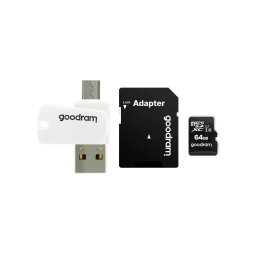 Card Memorie MicroSDXC GoodRam, 128Gb, Clasa 10 / UHS-1 U1, Cu Cititor Card Si Adaptor SD M1A4-1280R12