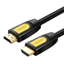 CABLU video Ugreen, "HD101" HDMI (T) la HDMI (T), rezolutie maxima 4K UHD (3840 x 2160) la 60 Hz, round cable, conectori auriti, 2m, galben + negru "10129" - 6957303811298