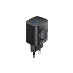 Incarcator retea Havit UC132 EU, Putere 22 W, 1x USB-A, 1x USB-C, Wireless, Negru