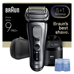Aparat electric de ras Braun Seria 9 PRO+ 9667CC, Lame de precizie Ultra-Subtiri 5+1, Pro Sensoadapt, Autonomie pana la 60 de minute, Statie SmartCare 6-in-1, Utilizare umeda/uscata, Argint