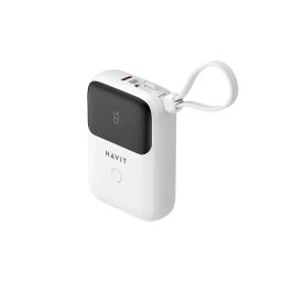 Power bank Havit PB5215, 10000 mAh, 2 porturi USB tip C, Alb
