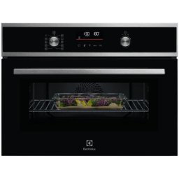 Cuptor incorporabil Electrolux EVL6E49X, Electric, 44 l, Functie microunda 1000 W, Butoane retractabile, Afisaj digital, Usa cu 3 straturi de geam, Grill, 1 tava emailata, 1 gratar, Inox/Negru