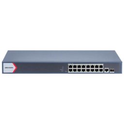 Switch Hikvision DS-3E1518P-EI(V2), 16 Porturi PoE Gigabit, 1x Gigabit RJ45, 1x Gigabit SFP