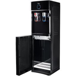 Dozator de apa cu incarcare superioara Midea YL2436S-B, capacitate dozare >1.2L/min, rezervor apa rece 2L, rezervor apa calda 0.8L, putere incalzire 420W, putere racire 100W, spatiu depozitare 35L, bidoane compatibile 11/15/19 litri, Negru