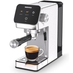 Espressor Manual Daewoo DCME1350, 1350 W, pompa ULKA 20 Bari, rezervor apa 1.2L, sistem precis de control al temperaturii PID,functie de pre-infuzare pentru un gust mai bun al cafelei, carcasa din otel inoxidabil