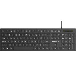 Tastatura cu fir SERIOUX SRXK-SKB704WD, interfata USB, 104 taste, material ABS, US Layout, Negru