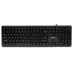 Tastatura Spacer SPKB-LWP-03, cu fir USB, 104 taste, silentioasa, design cu profil redus al tastelor, cu varf de deget, Negru