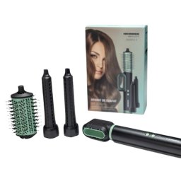 Aparat de coafat profesional Heinner HAS-R15BLDC-BK4, Motor BLDC, 1500 W, 2 trepte putere, 3 setari temperatura, Functie auto curatare, Ionizare, Functie aer rece, ondulator stanga, ondulator dreapta, perie rotativa, uscator, Negru/Verde