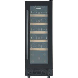 Racitor de vinuri incorporabil Heinner HRV-ABI56DRL20, 56 l / 20 sticle,Clasa G, Display digital, Control tactil, Interval setare temperatur 5~20°C, Lumina led, 5 rafturi lemn, Usa reversibila, Usa cu geam dublu,