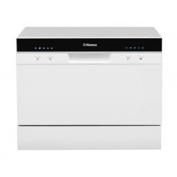 Masina de spalat vase compacta Hansa ZWM556WH, Capacitate 6 seturi, Numar programe 5, Clasa energetica F, Cos tacamuri, Motor Universal, 49db, Alb