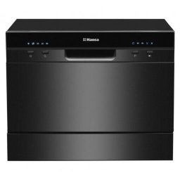 Masina de spalat vase compacta Hansa ZWM556BH, Capacitate 6 seturi, Numar programe 5, Clasa energetica F, Cos tacamuri, Motor Universal, 49db, Negru