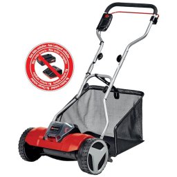 Masina de tuns iarba/gazon cu tambur pe acumulator Einhell GE-HM 18/38 Li - Solo Power X-Change, 18V, latime 38 cm, 4 trepte de taiere, inaltime taiere 14 - 38 mm, tambur cu 5 lame , cos colector 45 l, fara acumulator si incarcator in setul de livrare