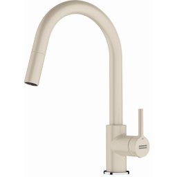 Baterie Franke Lina Extractibil , pipa pivotanta 150grade , racorduri flexibile inox, cartus ceramic, Avena (Bej)