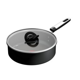 Cratita cu capac Tefal Excellence, 24 cm, 3.3L, inductie, invelis antiaderent, indicator Thermo-Signal, aluminiu, Negru