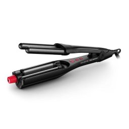 Ondulator par Rowenta x Karl Lagerfeld Waves Addict CF471LF0, 4 trepte de ondulare, invelis ceramic, 6 trepte de temperatura 120° - 210°, negru/rosu