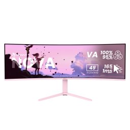 Monitor Gaming VA LED Arozzi 49" AZ-NO-49TUW165-PNK, DQHD (5120 x 1440), HDMI, DisplayPort, Ecran curbat, 165 Hz, 4 ms, Roz