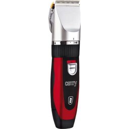 Masina de tuns Camry CR 2821 pentru animale de companie, cap din titan cu lama ceramica, 4 piepteni: 3, 6, 9, 12 mm, Negru-Rosu