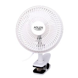 Ventilator Adler AD 7317, 15cm, 2 viteze, cu clip si baza, 30 W, 20.8x19.6x17.1cm, Alb