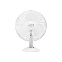 Ventilator de birou Adler AD 7304, diametru 40 cm, 3 setari de viteza, reglare sus-jos, baza stabila, putere 45 W-90 W, Alb
