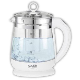 Fierbator Electric Adler AD 1299, cu Infuzor pentru Ceai, 1.5L, 2200W, Alb-Transparent