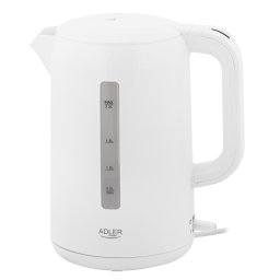 Fierbator Electric Adler AD 1386, 1850 W, 2,2 L, Plastic, Baza rotativa la 360°, Alb