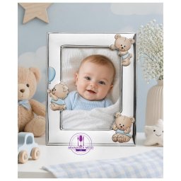 Rama foto Argint "Bebe" 13x18 cm - Ursuleti Maro Balon Albastru
