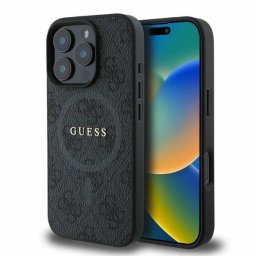 Husa Husa pentru iPhone 16 Pro Max - Guess 4G Ring Classic Logo MagSafe (GUHMP16XG4GFRK) - Black