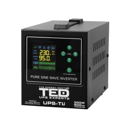 UPS 500VA/300W cu undă sinusoidală pură și runtime extins, compatibil LiFePO4/AGM/AUTO, TED Electric TED006752