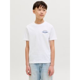 Jack & Jones Tricou cu decolteu la baza gatului, baieti, din bumbac, Regular Fit, Alb (SELECTATI MARIMEA: 164 cm)