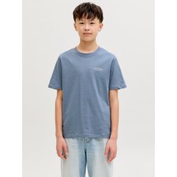 Jack & Jones Tricou din bumbac, baieti, cu decolteu la baza gatului, Albastru (SELECTATI MARIMEA: 128 cm)