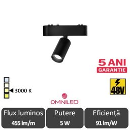 OMNILED SPOT Proiector șina magnetică ultra slim XT 5W 3000K Negru