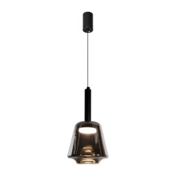 Pendul pe cablu BUENO 1xGX53/9W/230V Ø 18 cm, sticlă fumurie, negru
