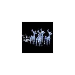 Decoratiune de Craciun cu reni si sanie, 400 leduri, acrilic