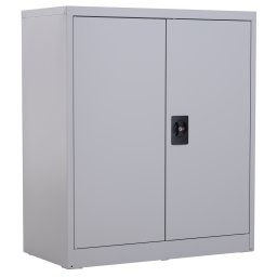 Dulap birou cu cheie 80x40x92.5 cm, raft reglabil, otel laminat la rece, montabil pe perete, gri - Verificat A · Re-Bloom
