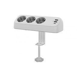 Prelungitor cu 3 x Schuko + 1 x USB-C + 2 x USB-A 1.5m Alb montare birou, Value 19.99.1034